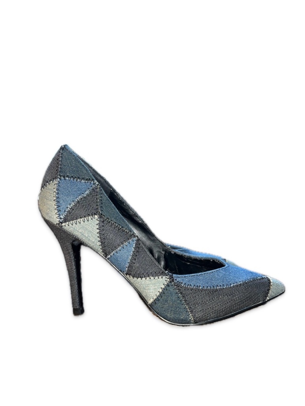 Diesel Geometric Patchwork Denim Heels, Sz 37/7 US Nearly New!